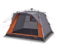 Berkfield Home Camping Tent Cabin 4-Person Grey & Orange Quick Release Berkfield Home Grey