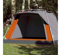 Berkfield Home Camping Tent Cabin 4-Person Grey & Orange Quick Release Berkfield Home Grey