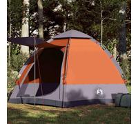 Berkfield Home Camping Tent Cabin 4-Person Grey & Orange Quick Release Berkfield Home Grey