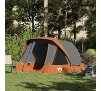 Berkfield Home Camping Tent Cabin 4-Person Grey & Orange Waterproof Berkfield Home Grey