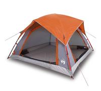 Berkfield Home Camping Tent Cabin 4-Person Grey & Orange Waterproof Berkfield Home Multicolor