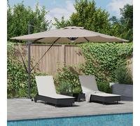 Berkfield Home Cantilever Roma Parasol with LEDs Taupe 286x285x270 cm Aluminium | Size: 286 x 285 x 270 cm Berkfield Home Taupe 286 x 285 x 270 cm