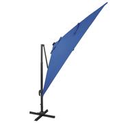 Berkfield Home Cantilever Umbrella with Pole & LED Lights Azure Blue 300 cm Berkfield Home Blue