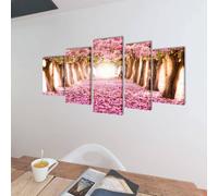 Berkfield Home Canvas Wall Print Set Cherry Blossom 200 x 100 cm Berkfield Home Multicolor 200 x 100 cm