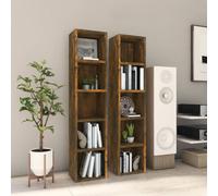 Berkfield Home CD Cabinets 2 pcs Smoked Oak 21x16x93.5 cm Engineered Wood in Brown Berkfield Home Brown 21x16x93.5 cm