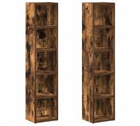 Berkfield Home CD Cabinets 2 pcs Smoked Oak 21x16x93.5 cm Engineered Wood in Brown Berkfield Home Brown 21x16x93.5 cm