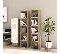 Berkfield Home CD Cabinets 2 pcs Sonoma Oak 21x16x93.5 cm Engineered Wood in Brown Berkfield Home Brown 21x16x93.5 cm