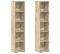 Berkfield Home CD Cabinets 2 pcs Sonoma Oak 21x16x93.5 cm Engineered Wood in Light Brown Berkfield Home Light Brown 21x16x93.5 cm
