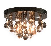 Berkfield Home Ceiling Lamp with Smoky Beads Black Round G9 Berkfield Home Black