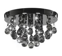 Berkfield Home Ceiling Lamp with Smoky Beads Black Round G9 Berkfield Home Black