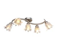 Berkfield Home Ceiling Lamp with Transparent Glass Shades for 5 E14 Bulbs Tulip in Black Berkfield Home Black