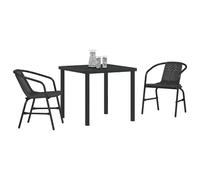 Berkfield Home Chic 3 Piece Garden Dining Set Black Poly Rattan Berkfield Home Black