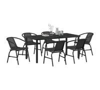 Berkfield Home Chic 7 Piece Garden Dining Set Black Poly Rattan Berkfield Home Black