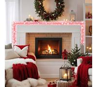 Berkfield Home Christmas Garland with LED Lights 20 m Pink Berkfield Home Pink