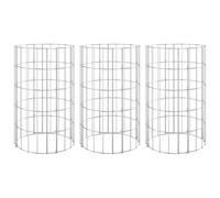 Berkfield Home Circular Gabion Raised Beds 3 pcs Galvanised Steel Ã˜30x50 cm in Silver | Size: 30x50 cm Berkfield Home Silver 30x50 cm