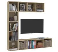 Berkfield Home Classic 3 Piece Book/TV Cabinet Set Sonoma Oak 180x30x180 cm in Light Oak | Size: 180 x 30 x 180 cm Berkfield Home Light Oak 180 x 30 x 180 cm