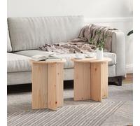 Berkfield Home Coffee Table 2 pcs Natural Solid pine wood in Brown Berkfield Home Brown