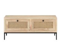 Berkfield Home Coffee Table 90x50x37 cm Solid Mango Wood & Natural Cane in Light Brown | Size: 90 x 50 x 37 cm Berkfield Home Light Brown 90 x 50 x 37 cm