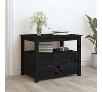 Berkfield Home Coffee Table Black 71x49x55 cm Solid Wood Pine | Size: 71 x 49 x 55 cm Berkfield Home Black 71 x 49 x 55 cm