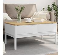 Berkfield Home Coffee Table FLORO White 99x55.5x45 cm Solid Pine Wood Berkfield Home White 99x55.5x45 cm