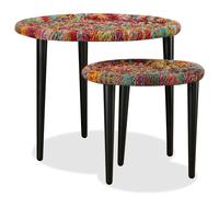 Berkfield Home Coffee Table Set 2 Pieces Chindi Weave Details Multicolour Berkfield Home Multicolor