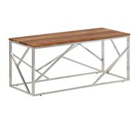 Berkfield Home Coffee Table Silver Stainless Steel & Solid Acacia Wood Berkfield Home Silver