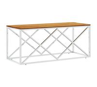 Berkfield Home Coffee Table Stainless Steel & Solid Wood Acacia in Silver Berkfield Home Silver