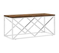 Berkfield Home Coffee Table Stainless Steel & Solid Wood Reclaimed in Silver Berkfield Home Silver