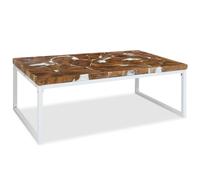 Berkfield Home Coffee Table Teak Resin 110x60x40 cm White & Brown | Size: 110 x 60 x 40 cm Berkfield Home Brown 110 x 60 x 40 cm