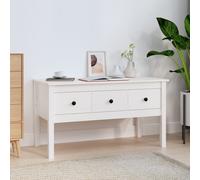Berkfield Home Coffee Table White 102x49x55 cm Solid Wood Pine | Size: 102 x 49 x 55 cm Berkfield Home White 102 x 49 x 55 cm