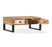 Berkfield Home Coffee Table with 3 Drawers Solid Mango Wood 90x50x35 cm in Brown | Size: 90 x 50 x 35 cm Berkfield Home Brown 90 x 50 x 35 cm