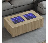 Berkfield Home Coffee Table with Infinity LED Sonoma Oak 116x69x40 cm in Brown | Size: 116 x 69 x 40 cm Berkfield Home Brown 116 x 69 x 40 cm