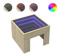 Berkfield Home Coffee Table with Infinity LED Sonoma Oak 40x40x30 cm in Light Brown | Size: 40 x 40 x 30 cm Berkfield Home Light Brown 40 x 40 x 30 cm