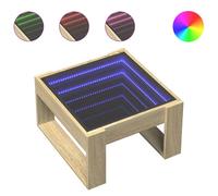 Berkfield Home Coffee Table with Infinity LED Sonoma Oak 50x53x30 cm in Light Oak | Size: 50 x 53 x 30 cm Berkfield Home Light Oak 50 x 53 x 30 cm