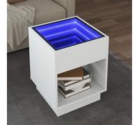 Berkfield Home Coffee Table with Infinity LED White 40x40x50 cm | Size: 40 x 40 x 50 cm Berkfield Home White 40 x 40 x 50 cm