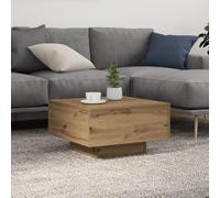 Berkfield Home Coffee Table with LED Lights Artisan Oak 55x55x31 cm in Brown | Size: 55 x 55 x 31 cm Berkfield Home Brown 55 x 55 x 31 cm