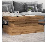 Berkfield Home Coffee Table with LED Lights Artisian Oak 90x50x40 cm in Brown | Size: 90 x 50 x 40 cm Berkfield Home Brown 90 x 50 x 40 cm