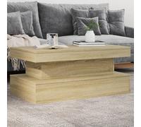 Berkfield Home Coffee Table with LED Lights Sonoma Oak 90x50x40 cm in Brown | Size: 90 x 50 x 40 cm Berkfield Home Brown 90 x 50 x 40 cm