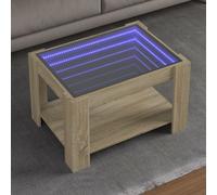 Berkfield Home Coffee Table with LED Sonoma Oak 73x53x45 cm Engineered Wood in Brown | Size: 73 x 53 x 45 cm Berkfield Home Brown 73 x 53 x 45 cm
