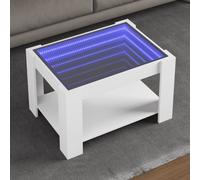 Berkfield Home Coffee Table with LED White 73x53x45 cm Engineered Wood | Size: 73 x 53 x 45 cm Berkfield Home White 73 x 53 x 45 cm
