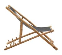 Berkfield Home Comfortable Deck Chair Bamboo & Canvas Dark Grey Berkfield Home Grey