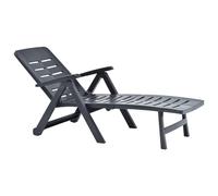 Berkfield Home Comfortable Folding Sun Lounger Plastic Anthracite in Dark Grey Berkfield Home Dark Grey