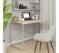 Berkfield Home Computer Desk White & Oak 110x60x70 cm Engineered Wood in Brown | Size: 110 x 60 x 70 cm Berkfield Home Brown 110 x 60 x 70 cm