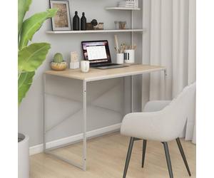 Berkfield Home Computer Desk White & Oak 110x60x70 cm Engineered Wood in Brown | Size: 110 x 60 x 70 cm Berkfield Home Brown 110 x 60 x 70 cm