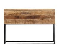 Berkfield Home Console Table 110x30x75 cm Solid Wood Rough Mango & Iron in Brown | Size: 110 x 30 x 75 cm Berkfield Home Brown 110 x 30 x 75 cm