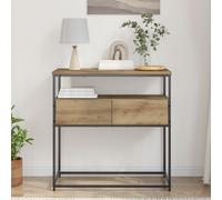 Berkfield Home Console Table Artisan Oak 75x40x75 cm Engineered Wood & Steel in Brown | Size: 75 x 40 x 75 cm Berkfield Home Brown 75 x 40 x 75 cm