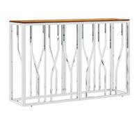 Berkfield Home Console Table Silver Stainless Steel & Solid Wood Acacia Berkfield Home Silver