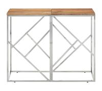 Berkfield Home Console Table Silver Stainless Steel & Solid Wood Acacia Berkfield Home Silver
