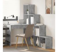 Berkfield Home Corner Desk with Shelf with Storage Concrete grey 101.5 x 149.5 x 149.5 cm Berkfield Home Grey 101.5 x 149.5 x 149.5 cm