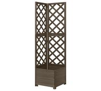 Berkfield Home Corner Trellis Planter Grey 40x40x150 cm Solid Fir Wood | Size: 40 x 40 x 150 cm Berkfield Home Grey 40 x 40 x 150 cm